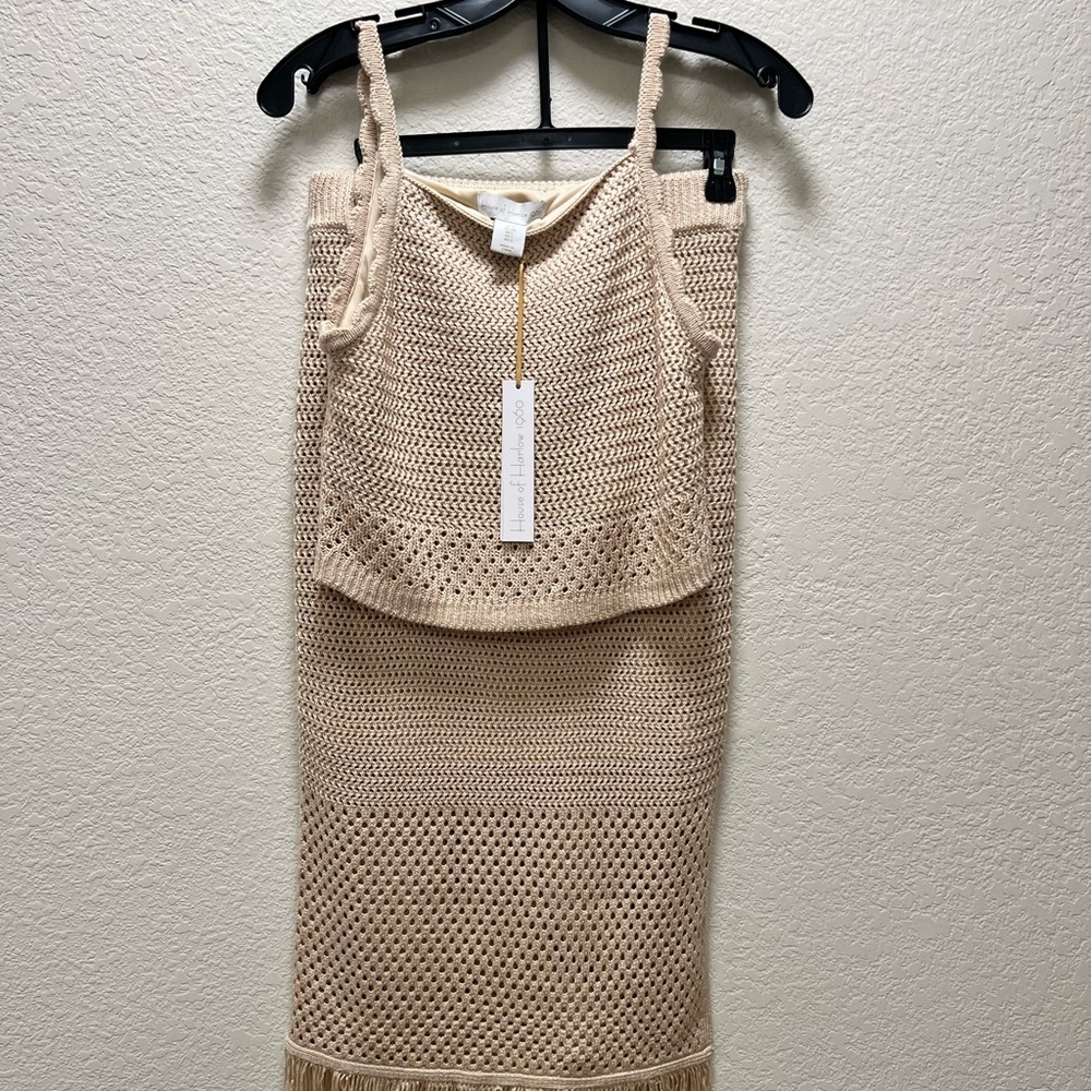 REVOLVE House of Harlow Cream Knit Two Piece Set size S